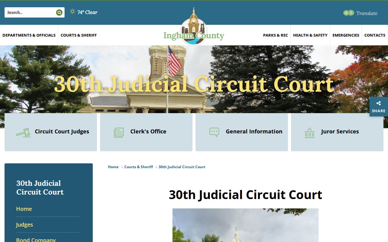 30th Circuit payment search fields and case number pattern for traffic cases